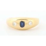 Saphirring mit Diamanten Gelbgold 750,