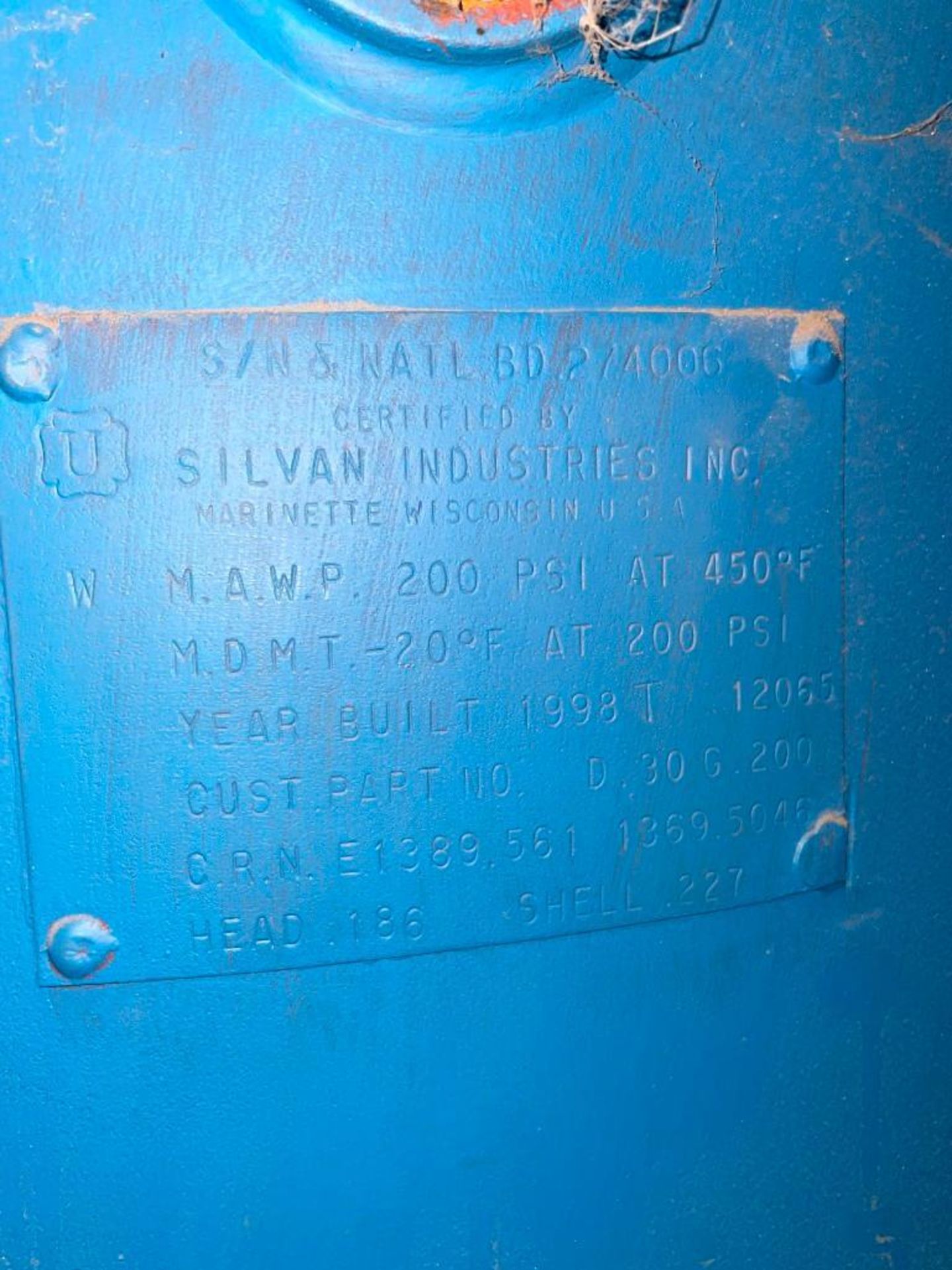 Silvan Vertical Compressed Air Surge Tank 200 PSI - Image 4 of 4