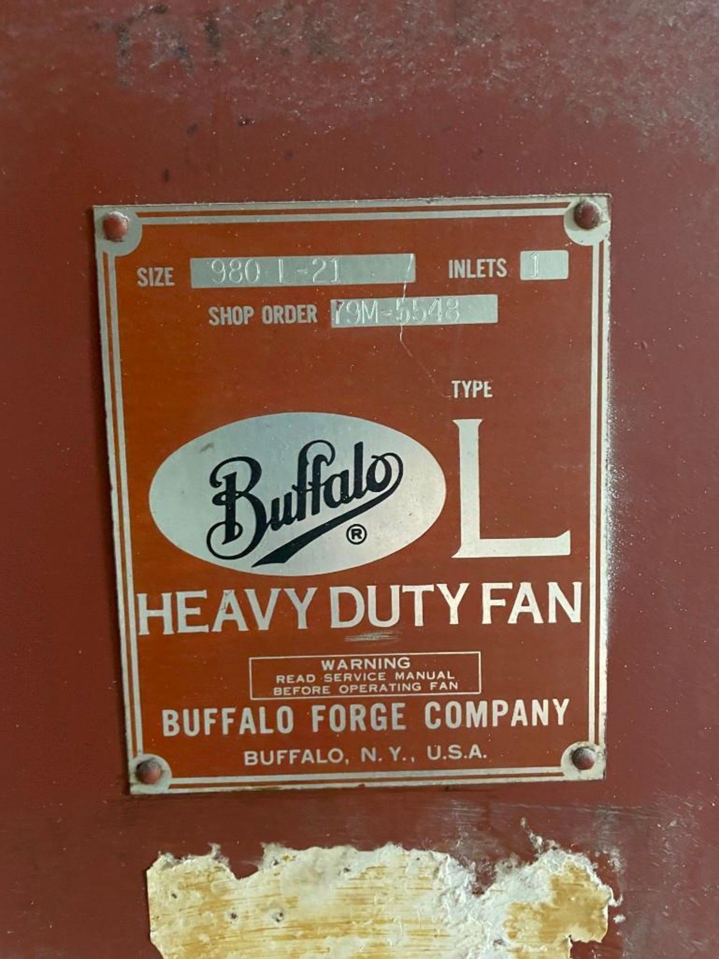 Buffalo Forge Co. 980L-21 Heavy Duty Fan Blower - Image 11 of 11
