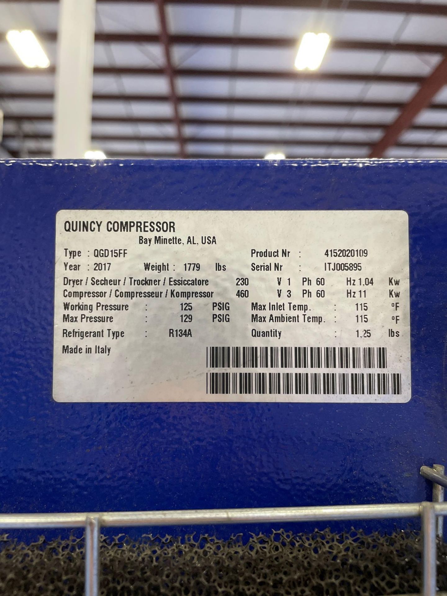 Quincy Compressor QGD-15 Air Compressor - Image 13 of 13