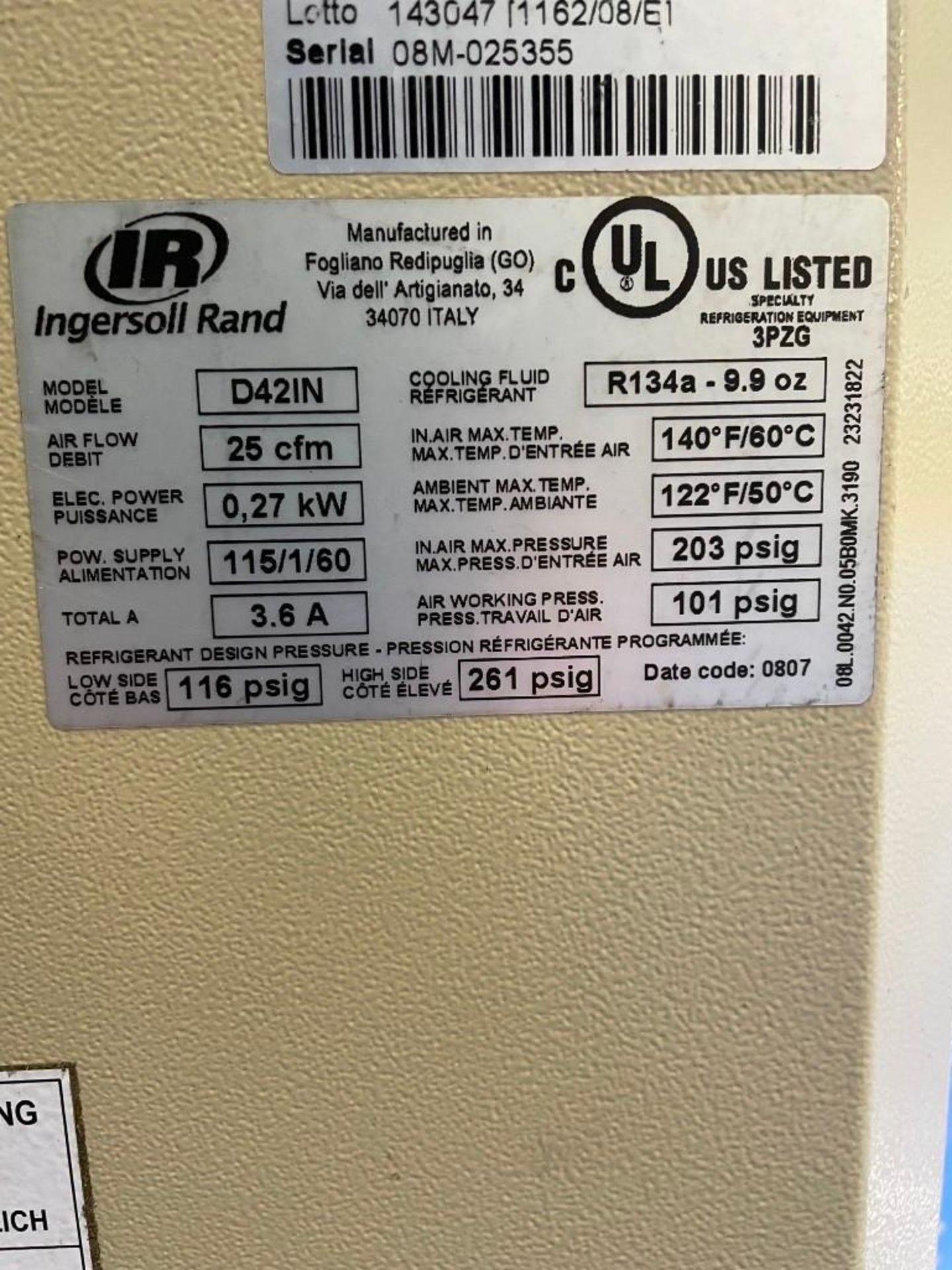 Ingersoll Rand D42IN Refridgerated Air Dryer - Image 6 of 7