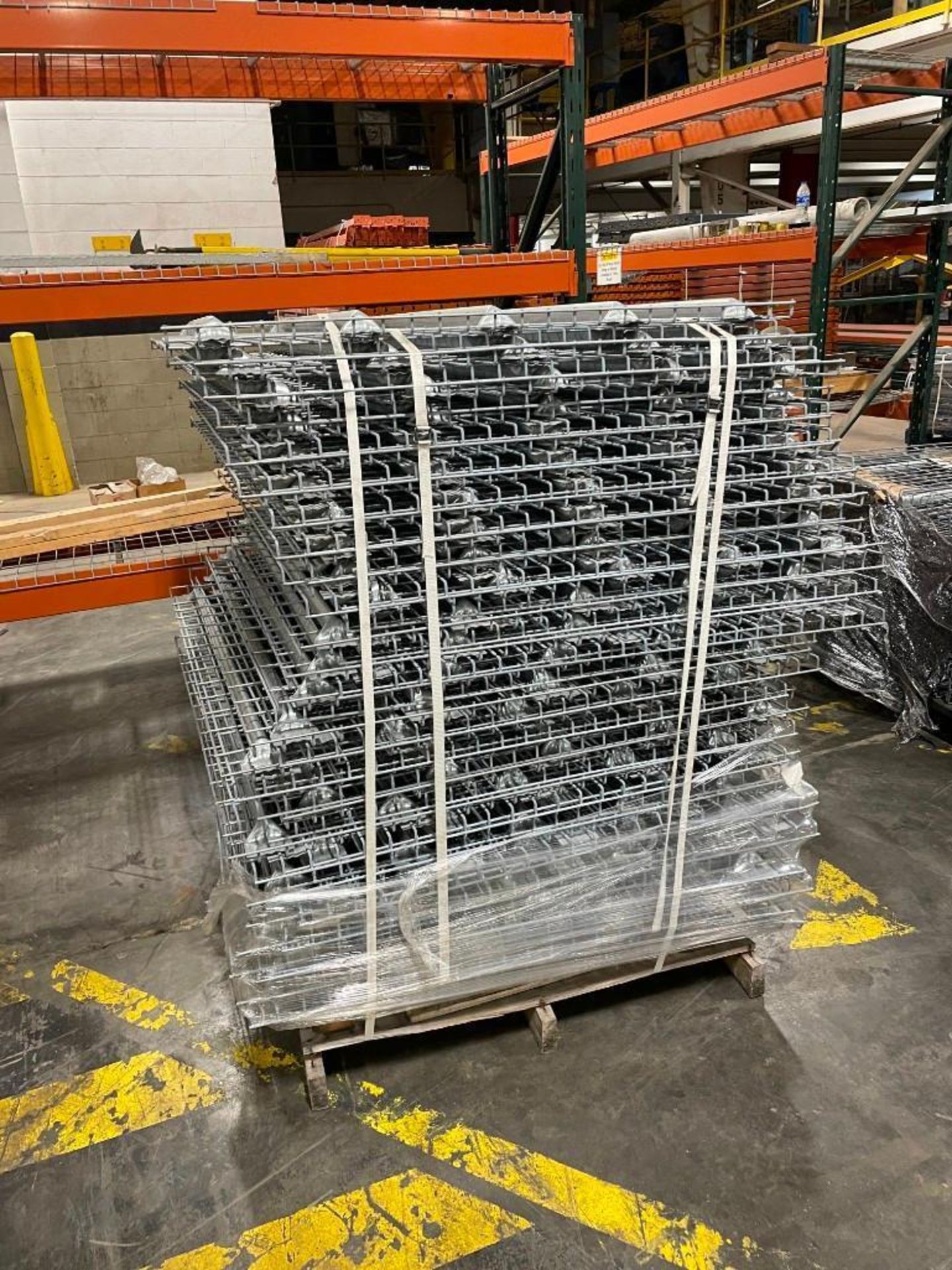 Lot of Pallet Racking, (50) wire baskets 55" x 46"