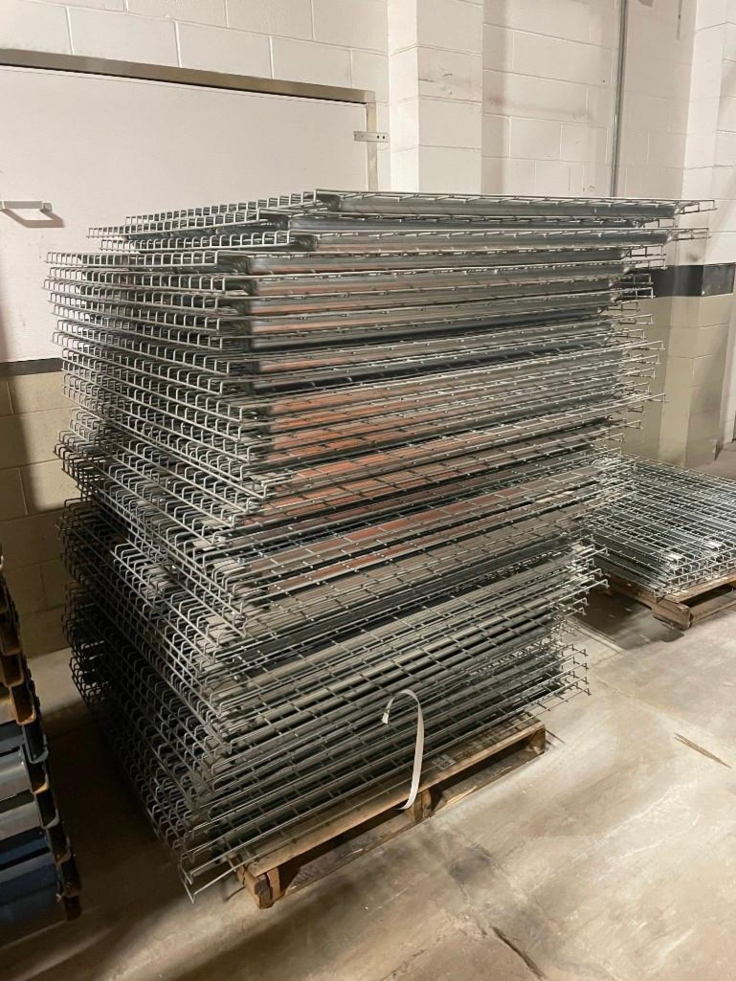 Lot of Pallet Racking, (44) Wire Baskets 55" x 46"