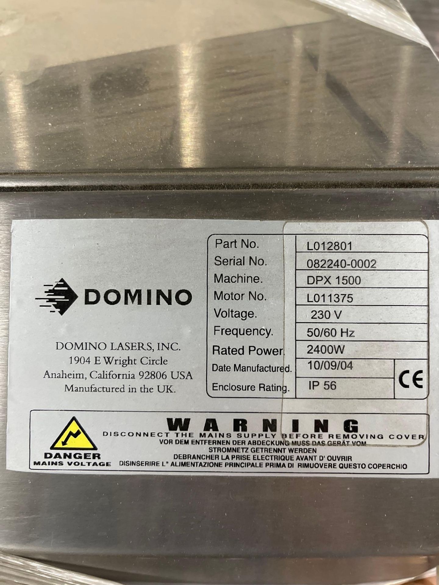 Domino DPX 1500 Laser Marking System - Image 2 of 3
