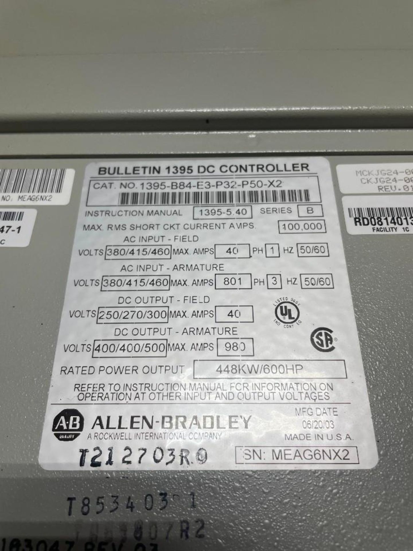 Allen Bradley 1395-B84-E3-P32-P50-X2 DC Controller - Image 5 of 6