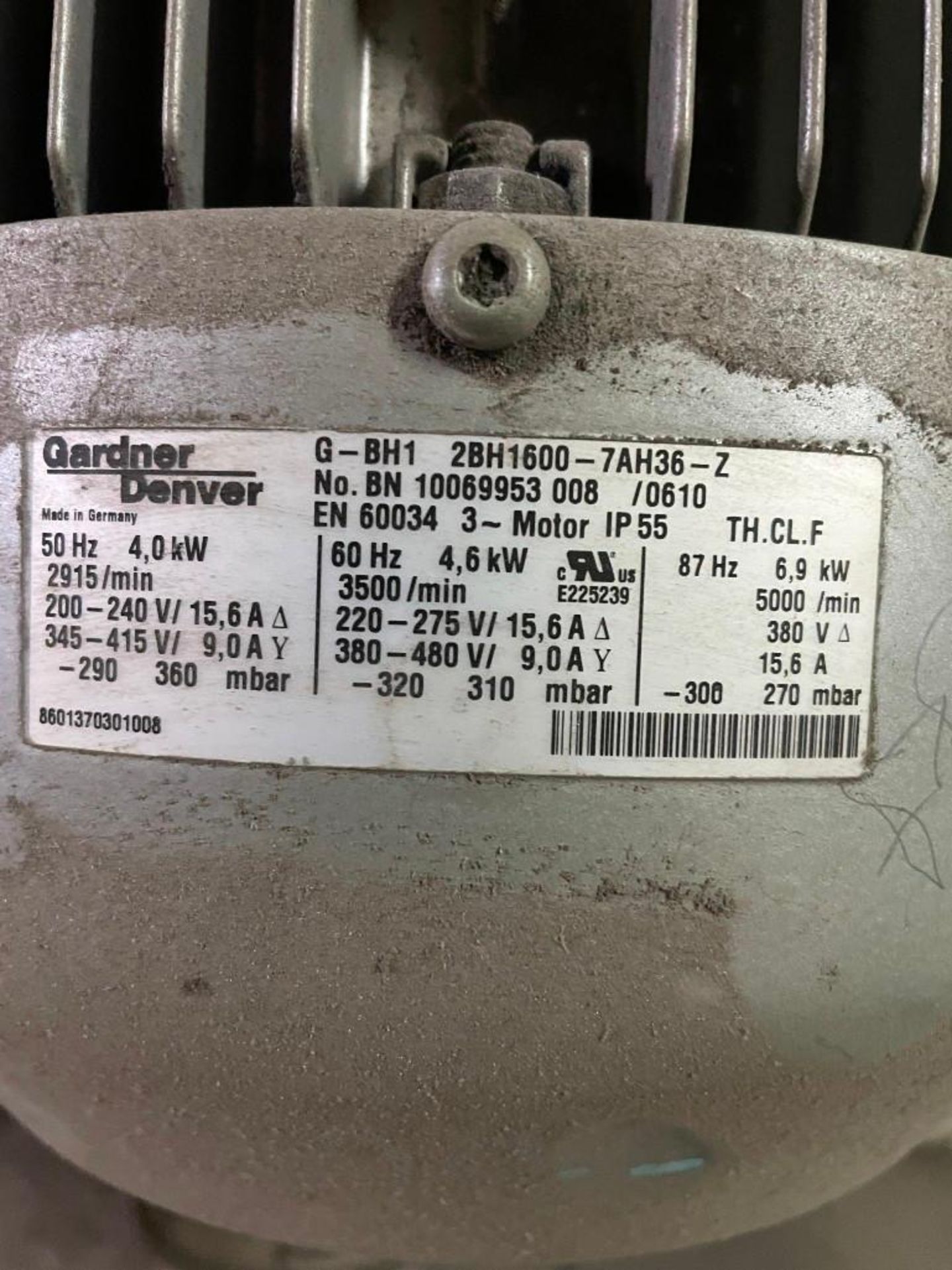 Gardner Denver G-BH1 Vacuum Blower w/ 3 Ph Motor - Image 6 of 7