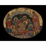 Antique Greek Icon: The Seven Sleepers of Ephesus (Theodor Poulakis Late Style) (17th Century)