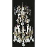 A French Ormolu and Rock Crystal Six-Light Chandelier (Mid-20th Century)