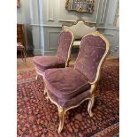 A Pair of Louis XV Style Painted and Gilded Salon Chairs (Possibly 18th Century)