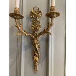 An Extremely Fine Pair of Louis XVI Ormolu Twin-Branch Wall Lights (Late 18th Century)