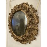 Rare Ovoid Italian Gilt-Wood Mirror (18th Century)