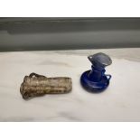 A Roman Blue Glass Vessel and Roman Glass Miniature Double-Amphora