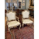 An Exceptional Pair of Gilt-Wood and Painted Venetian Chairs (Mid 18th Century)