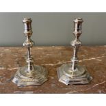 A Pair of George I Silver Tapersticks