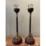 A Pair of Lacquered Wood Candlesticks (18th century)