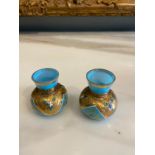 A Tiny Pair of Antique Blue Lustreware Vases