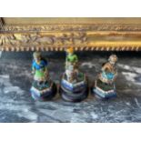 Three Indian Polychrome-Enamelled Silver Figurines