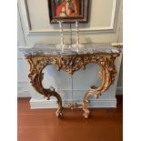 An Italian Gilt-Wood Serpentine Console Table with Later Marble Top (Mid-18th Century)