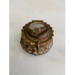An Imperial Hard-stone and Metal Filagree Inkwell with A Painted Miniature Atop of An Imperial