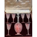 An Asprey's Baccarat Cut Glass Decanter and Six Glasses