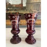 Two Bohemian Ruby Glass Vases