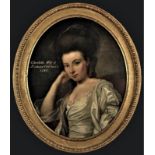 Portrait of Charlotte Orlebar. Inscribed ?Charlotte. Wife of Richard Orlebar. Esq 1782.? Oil on oval