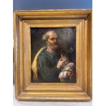 A portrait of Saint Peter. Circle of Frans Francken II. Oil on copper. Dimensions: (Frame) 9 in (