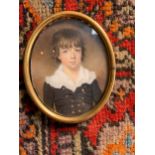 An Oval Portrait Miniature of a Young Boy Attributed to George Engleheart (1750 - 1829)