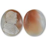 A Carved Shell Cameo Portrait of Pope Pius IX (19th Century)