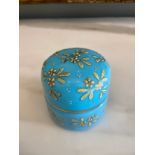 An Antique Lustreware Trinket Box with Ivory Floral Motifs