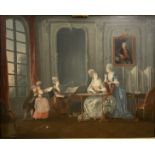 Swedish School (18th Century), Interior with a Playful Family