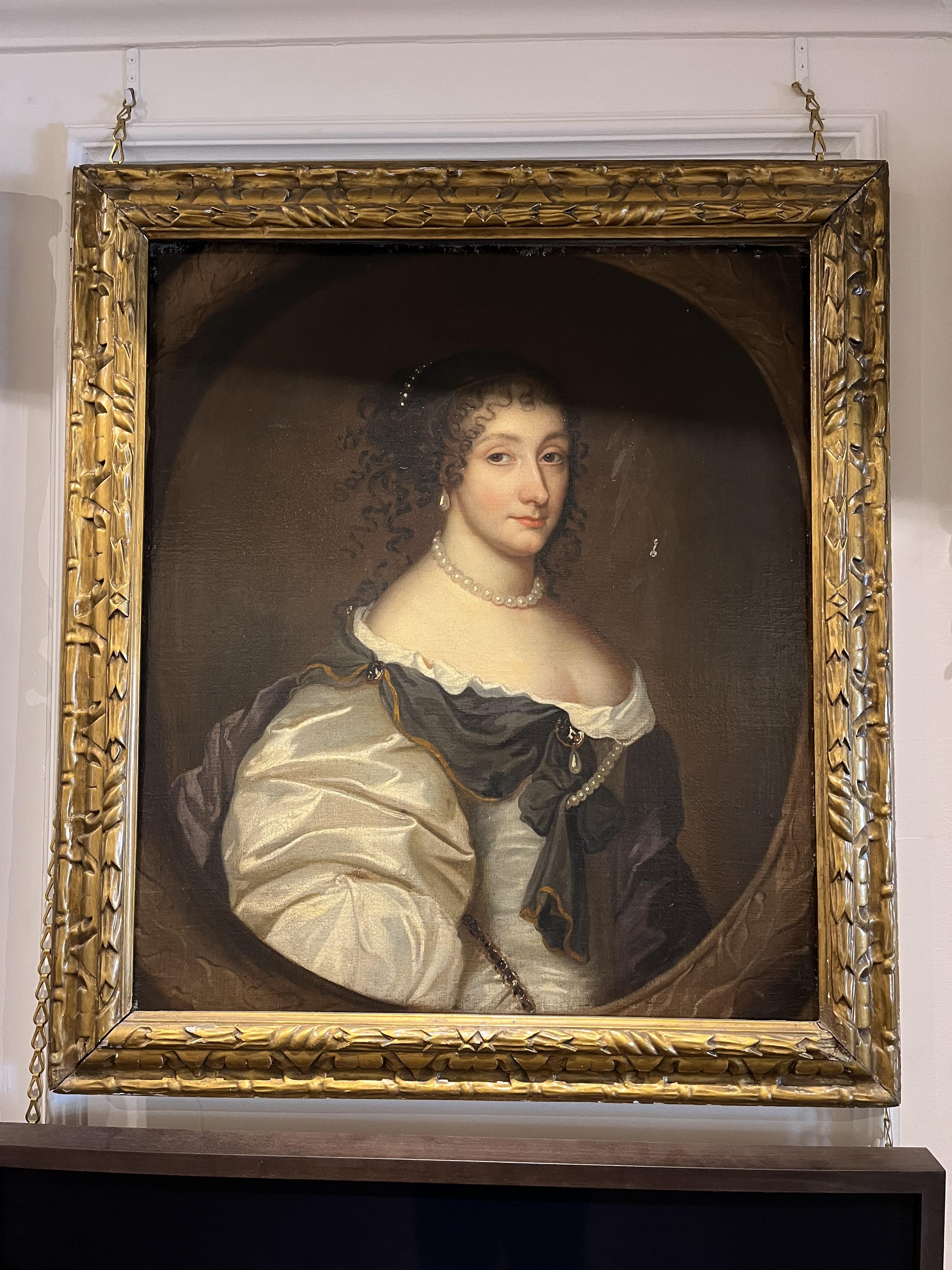 Circle of John Michael Wright (17th Century), Portrait of a Lady in a Feigned Cartouche - Image 2 of 3