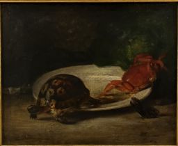 Willmann, Edouard (1820 - 1877), A Still Life of a Tortoise and a Crab