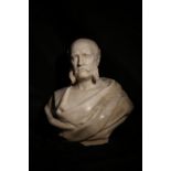 19th Century, Portrait Bust of Notable Man of Letters, Marble