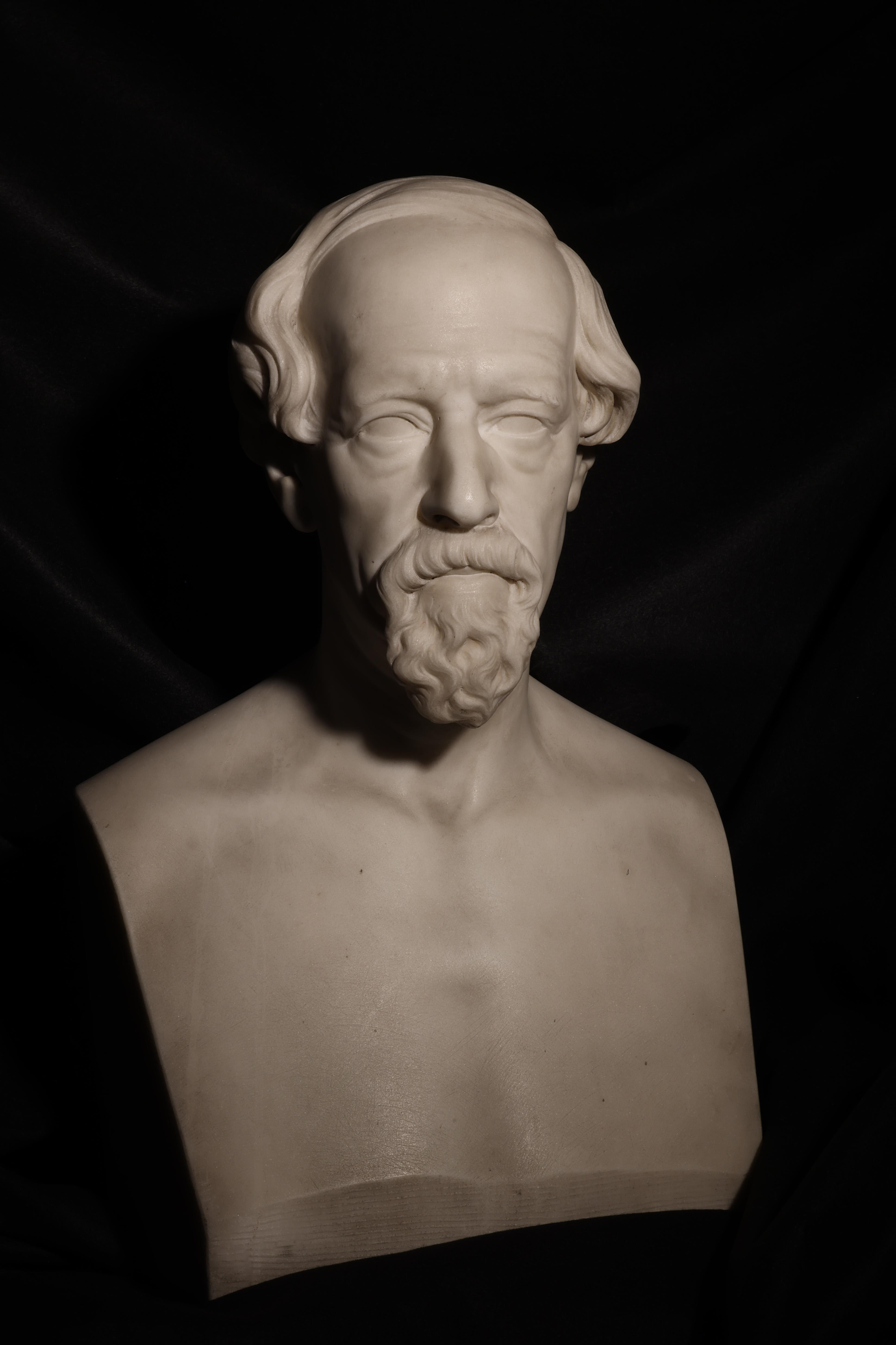 E. W. Wyon, Portrait Bust of Notable Man of Letters, Marble - Image 2 of 2