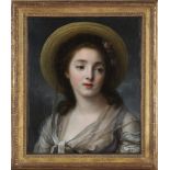 18th century, French school, A Girl in a Straw Hat