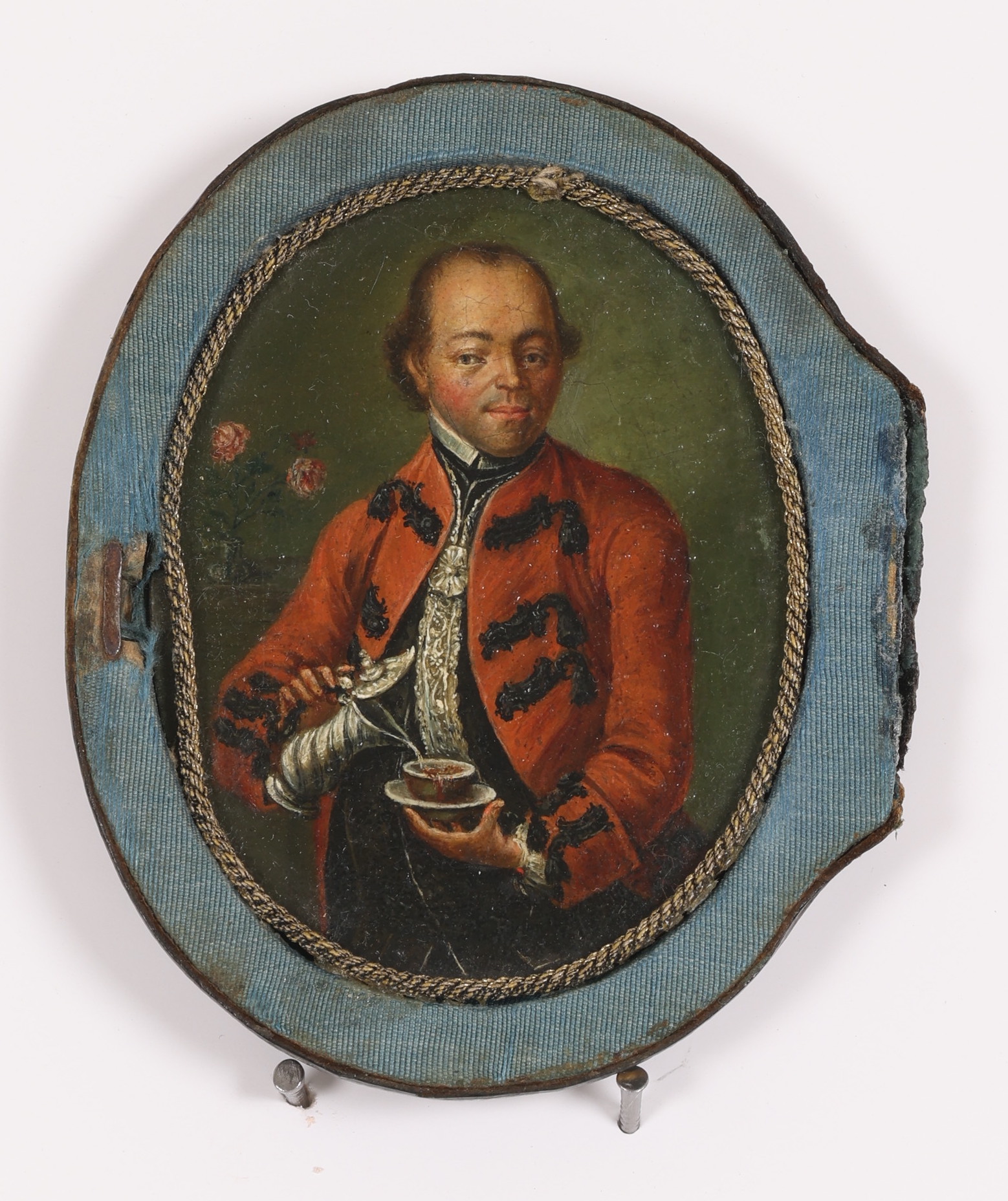 German School, 18th Century, 'A Portrait of a Young Man Taking Coffee,' Oil On Copper, 1771