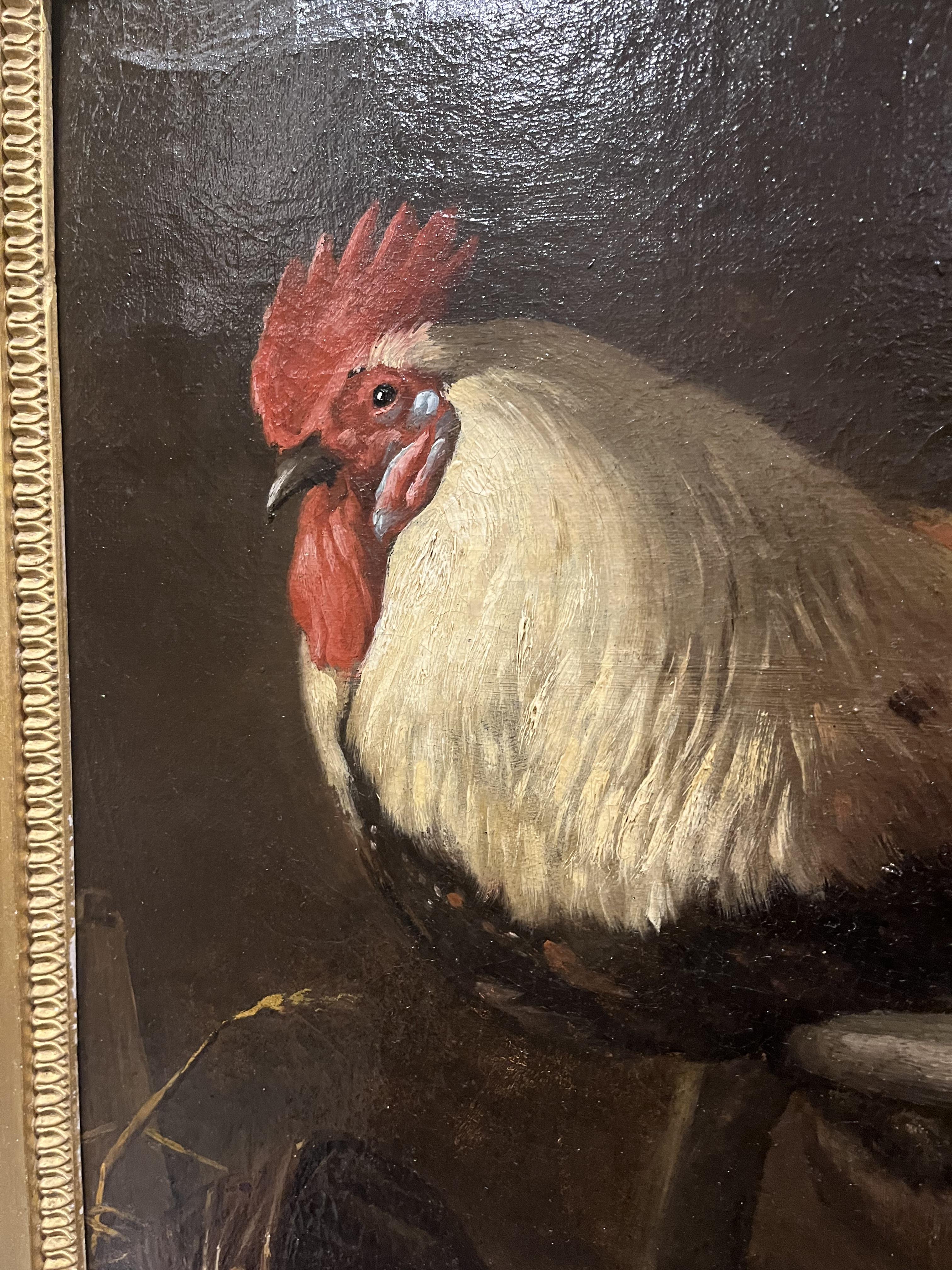 Italian, 18th Century, A Cockerel on a Perch in a Stable Interior - Image 2 of 4