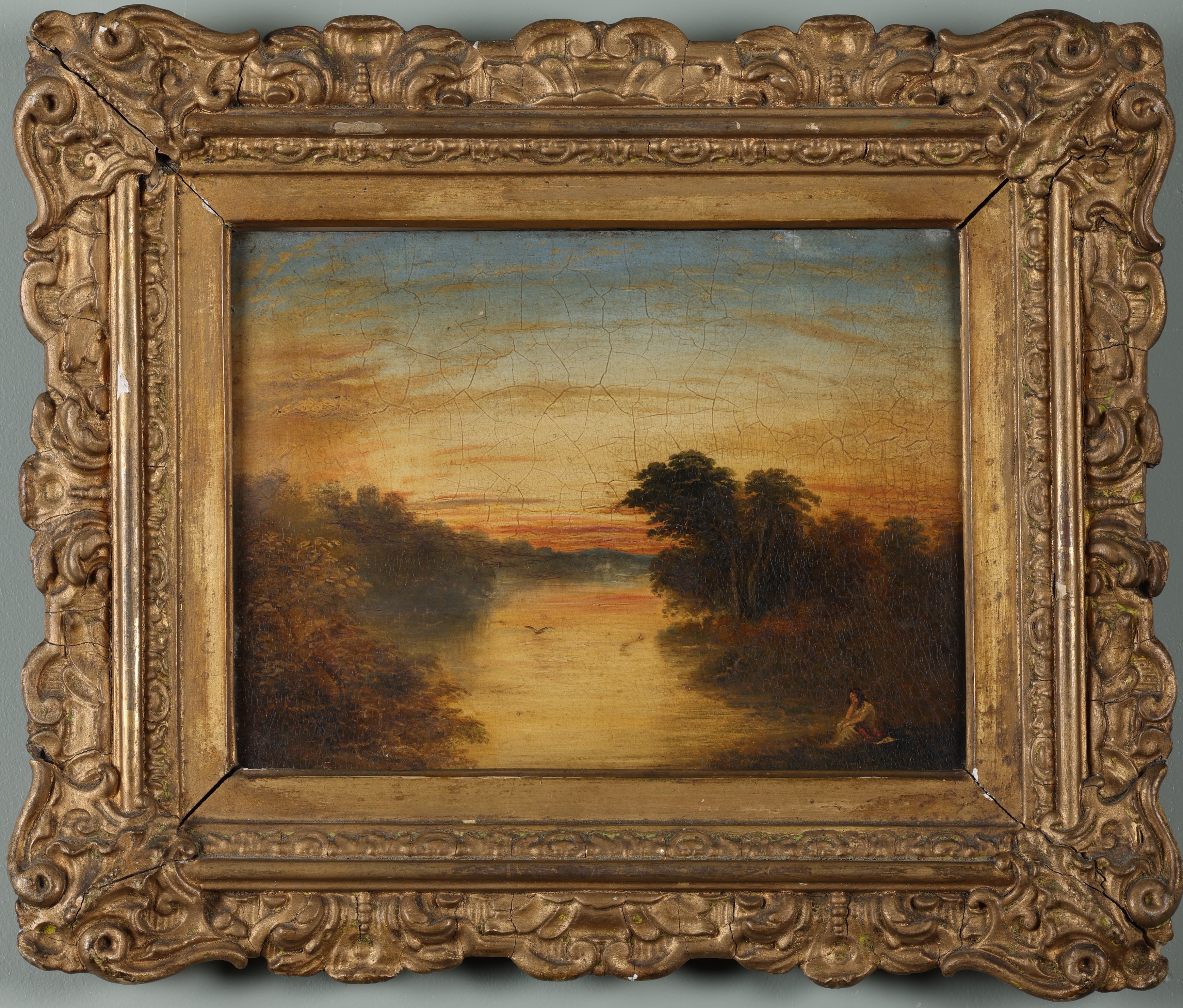 Circle of J. M. W. Turner, River landscape with a figure