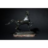 No reserve, A half-rearing bronze Arabian horse