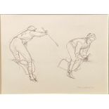 No reserve, Koehler, Henry (b. 1927), Drawing of a jockey in two positions