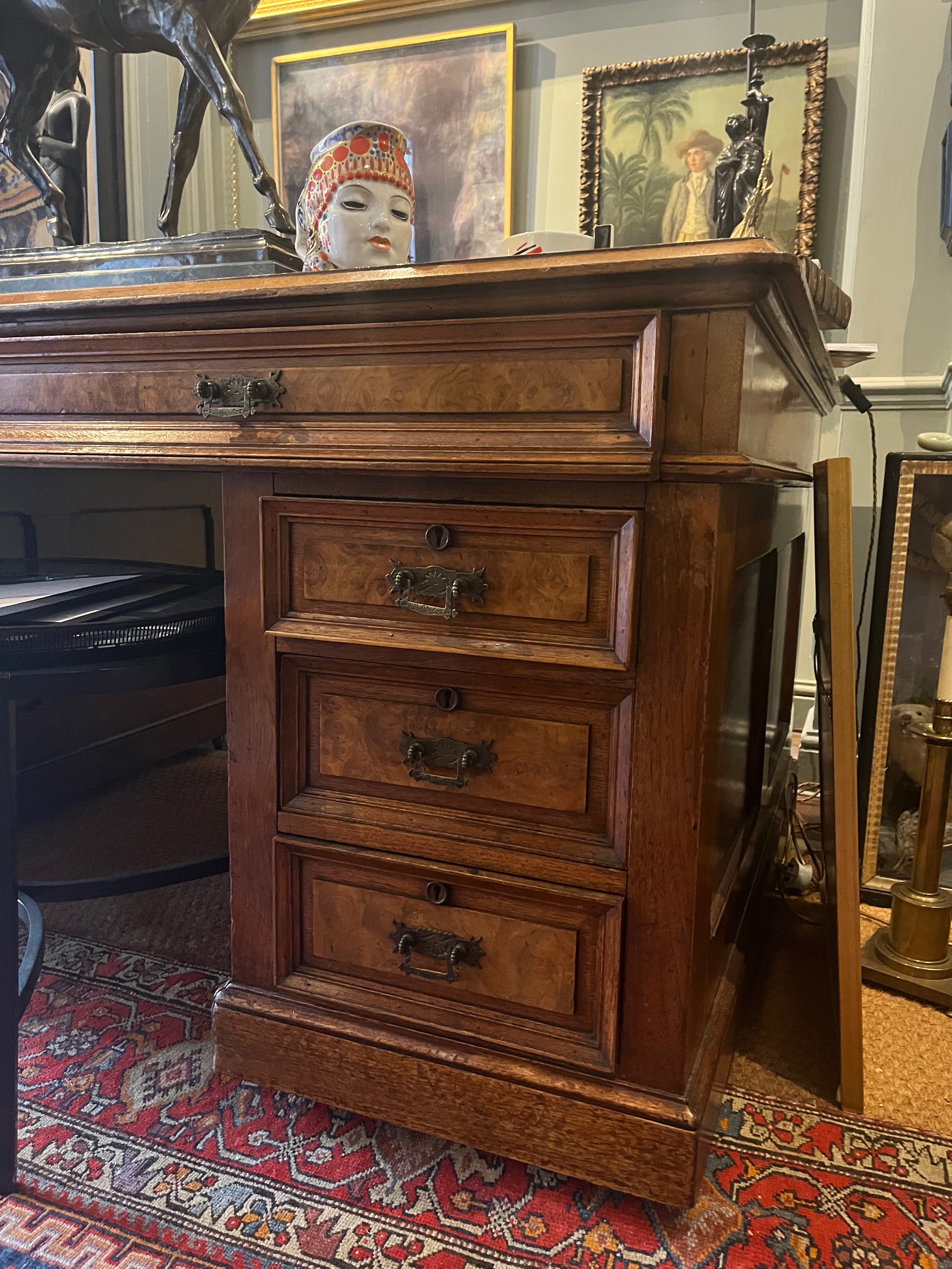 Large oak partners desk - Image 2 of 6