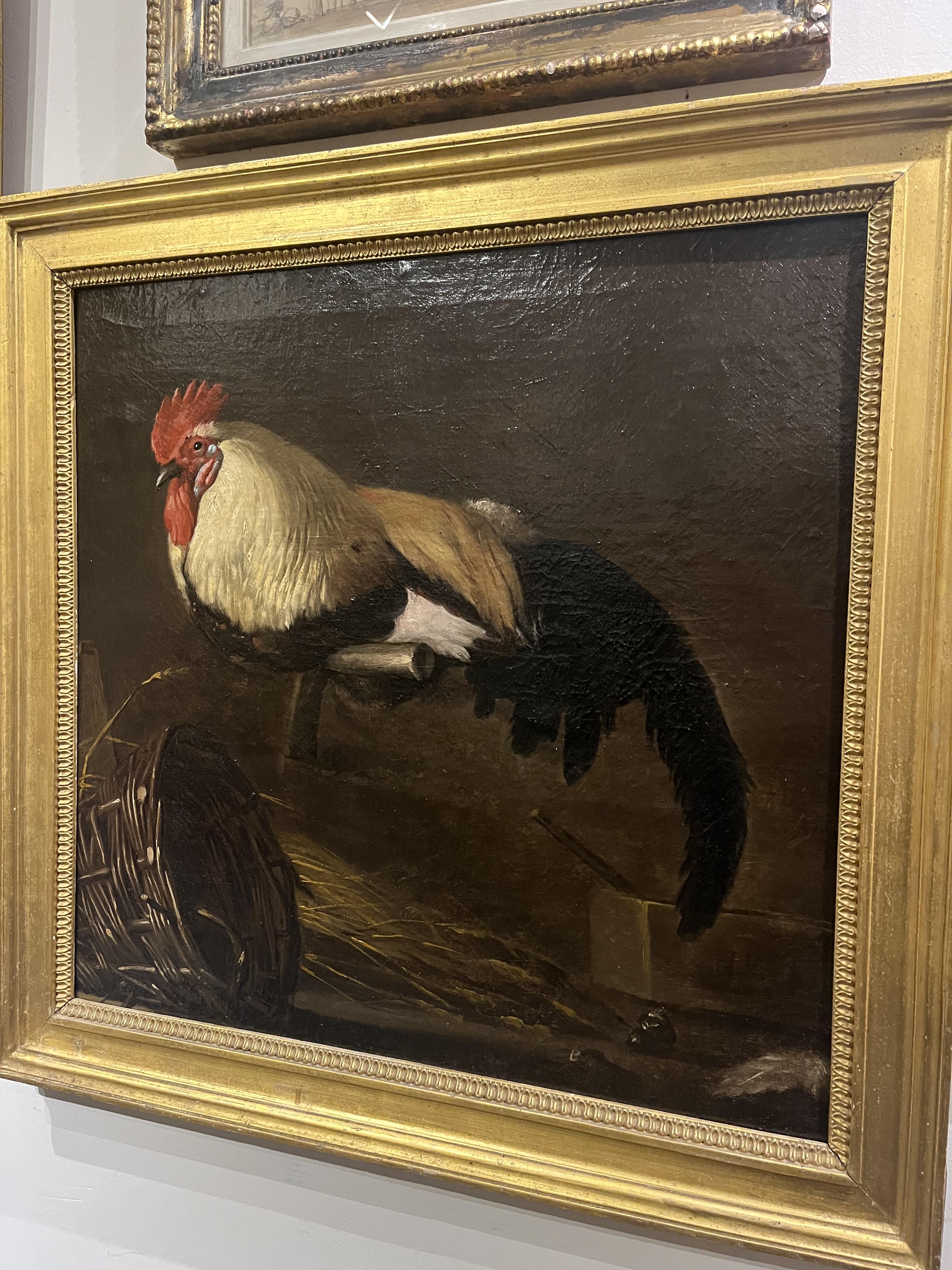 Italian, 18th Century, A Cockerel on a Perch in a Stable Interior - Image 4 of 4