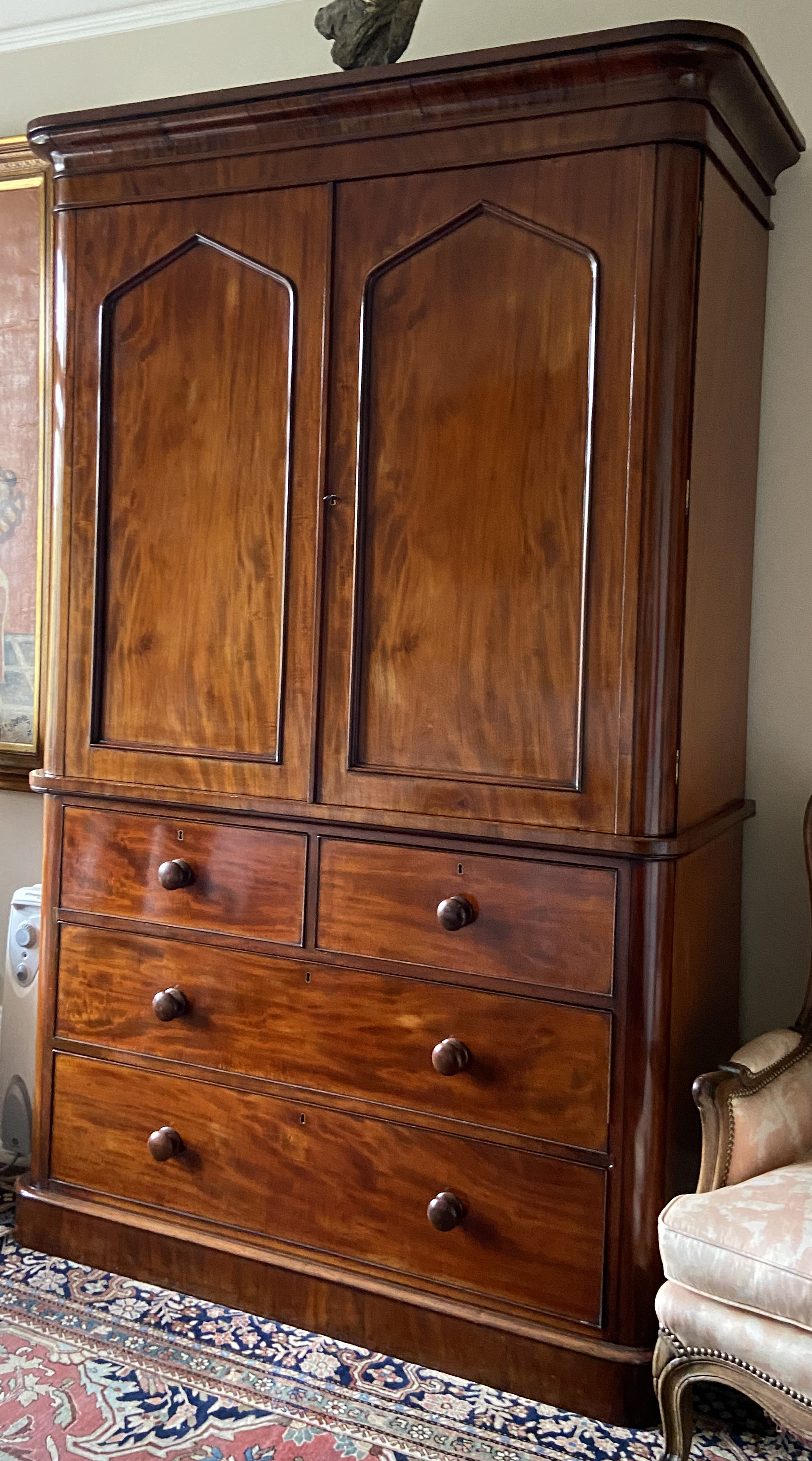 Victorian mahogany linen press