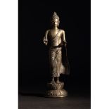 South Asian, 17th Century, Standing Buddha in a Teaching Position, Cast Metal