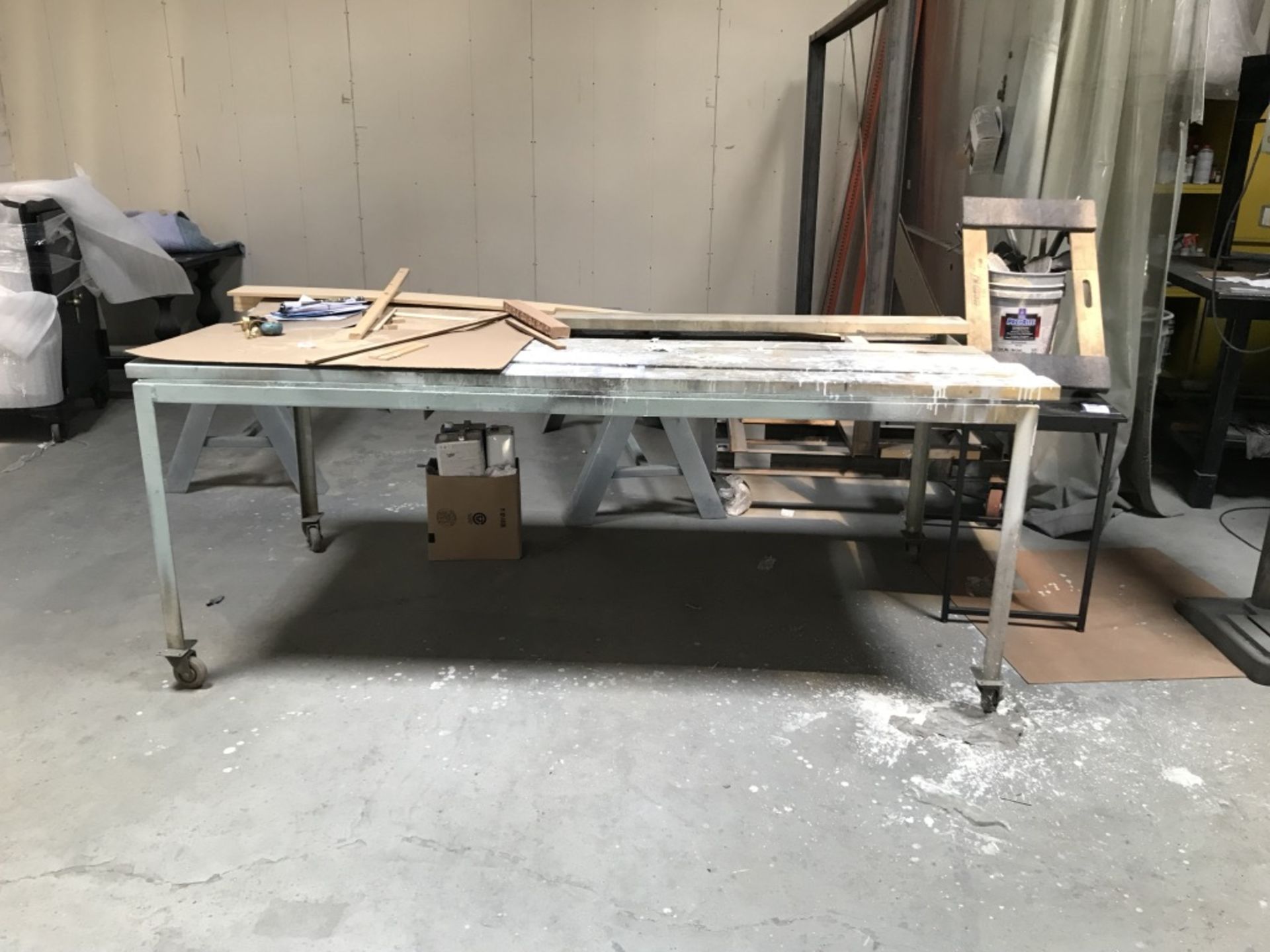 METAL WORKTABLE, APPROX. 93.25" X 45" WIDE X 36.75" TALL, PORTABLE - Image 5 of 5