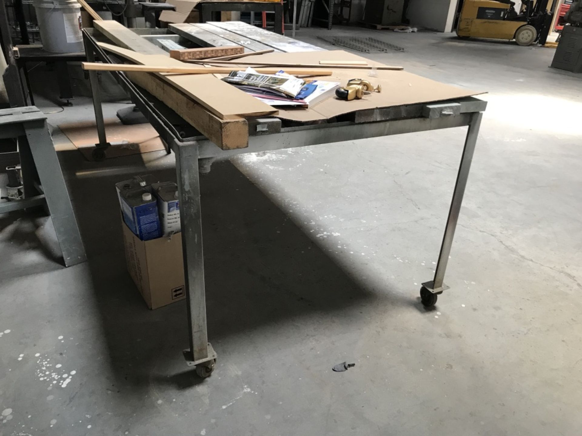 METAL WORKTABLE, APPROX. 93.25" X 45" WIDE X 36.75" TALL, PORTABLE - Image 2 of 5