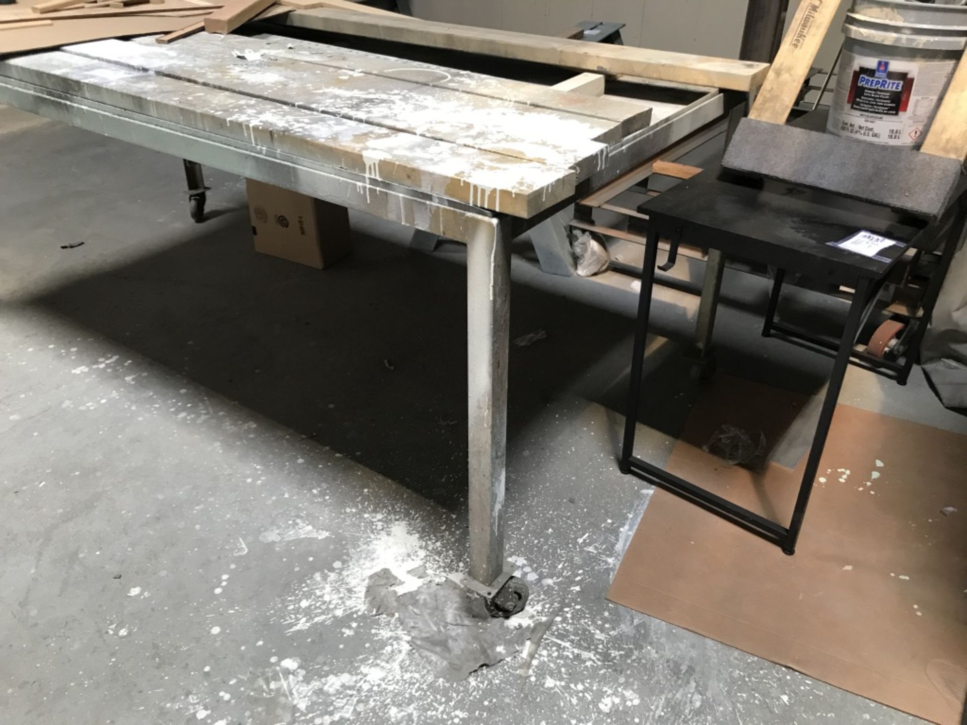 METAL WORKTABLE, APPROX. 93.25" X 45" WIDE X 36.75" TALL, PORTABLE - Image 4 of 5