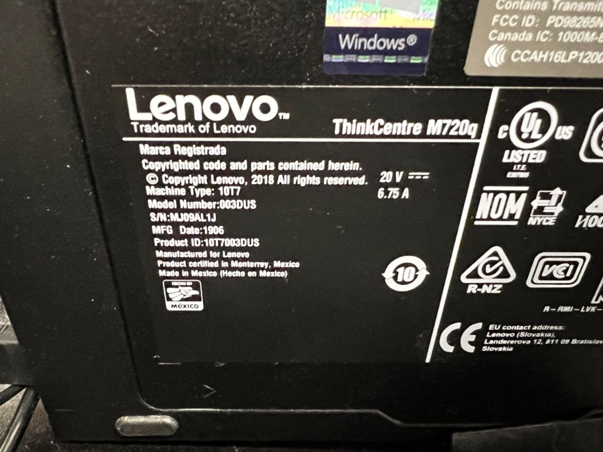 LOT OF: (1) LENOVO THINKCENTRE M720q, CORE i5, 8th gen,(1) VIEWSONIC 24" MONITOR, (1) WIRED KEYBOARD - Image 6 of 13