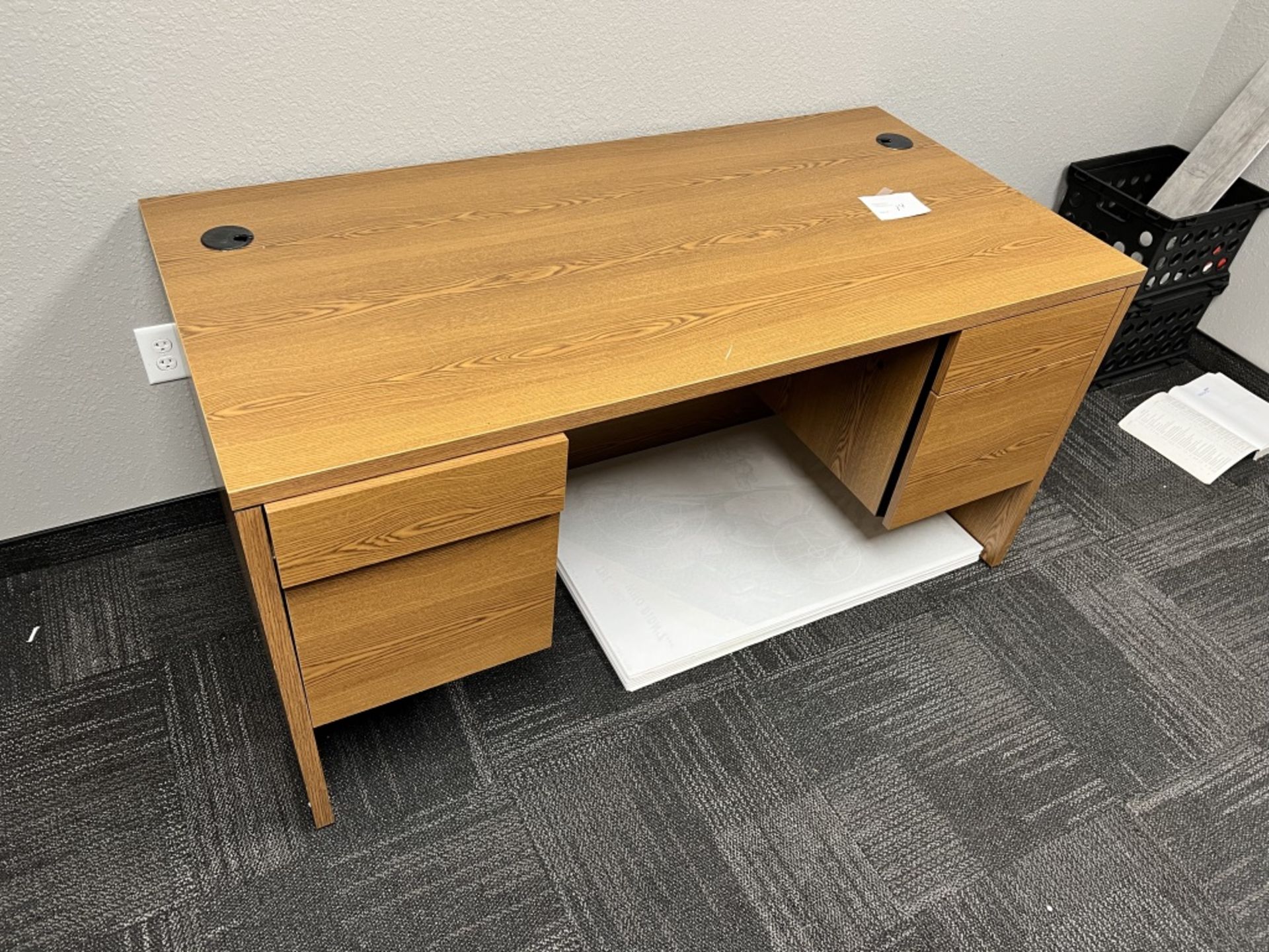 PARTICLE BOARD DESK W/ 4 DRAWERS